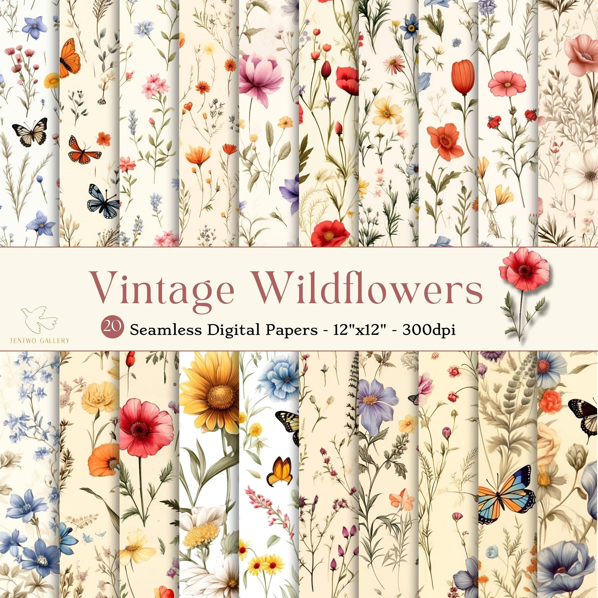 Wildflower Romance: Vintage Floral Patterns for Scrapbooking