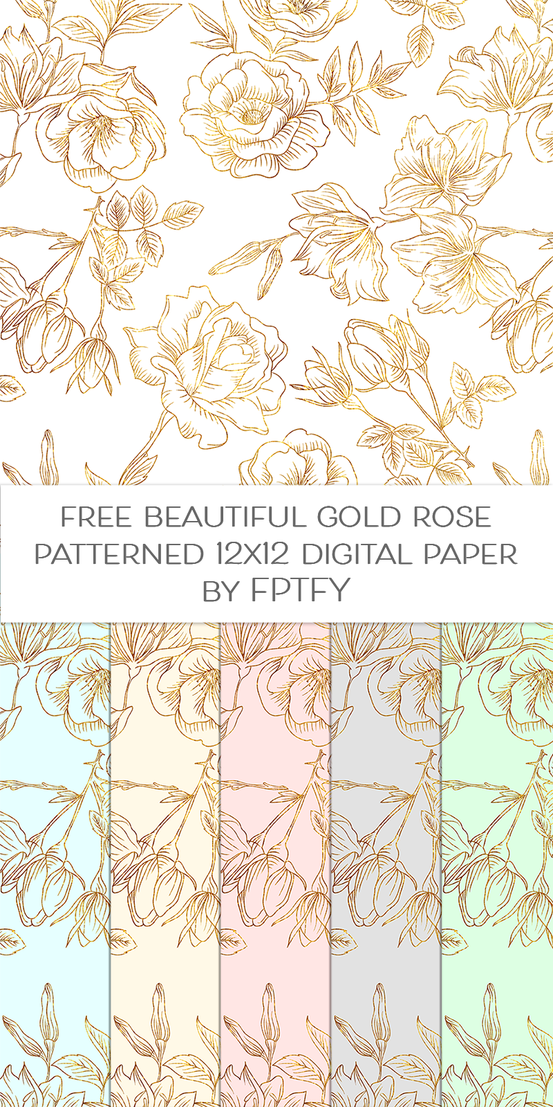 Golden Rose Digital Paper: Free Instant Download