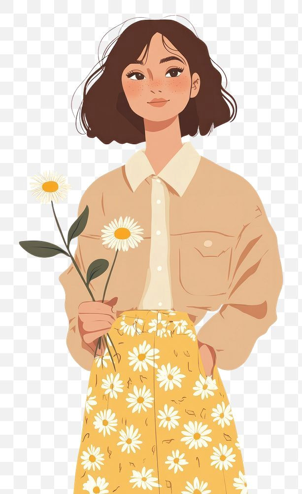 Dainty Flower Girl: Premium PNG Portrait with a Touch of Whimsy