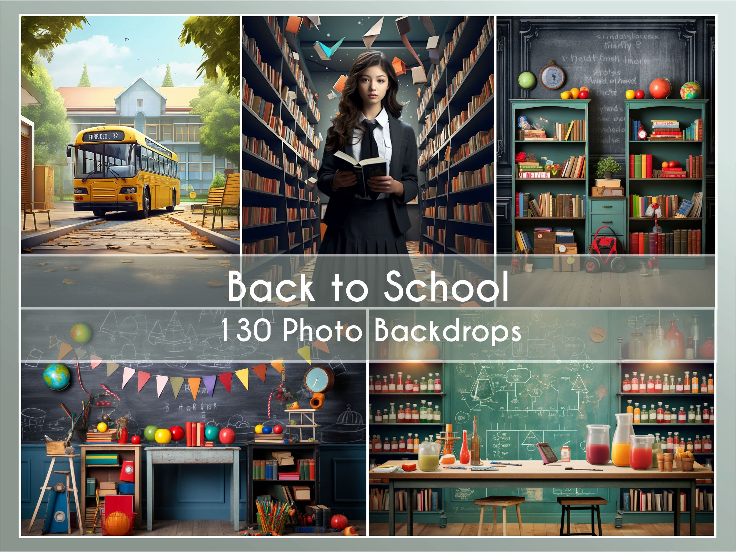 Back to School Backgrounds: 130 Digital Photo Backdrops