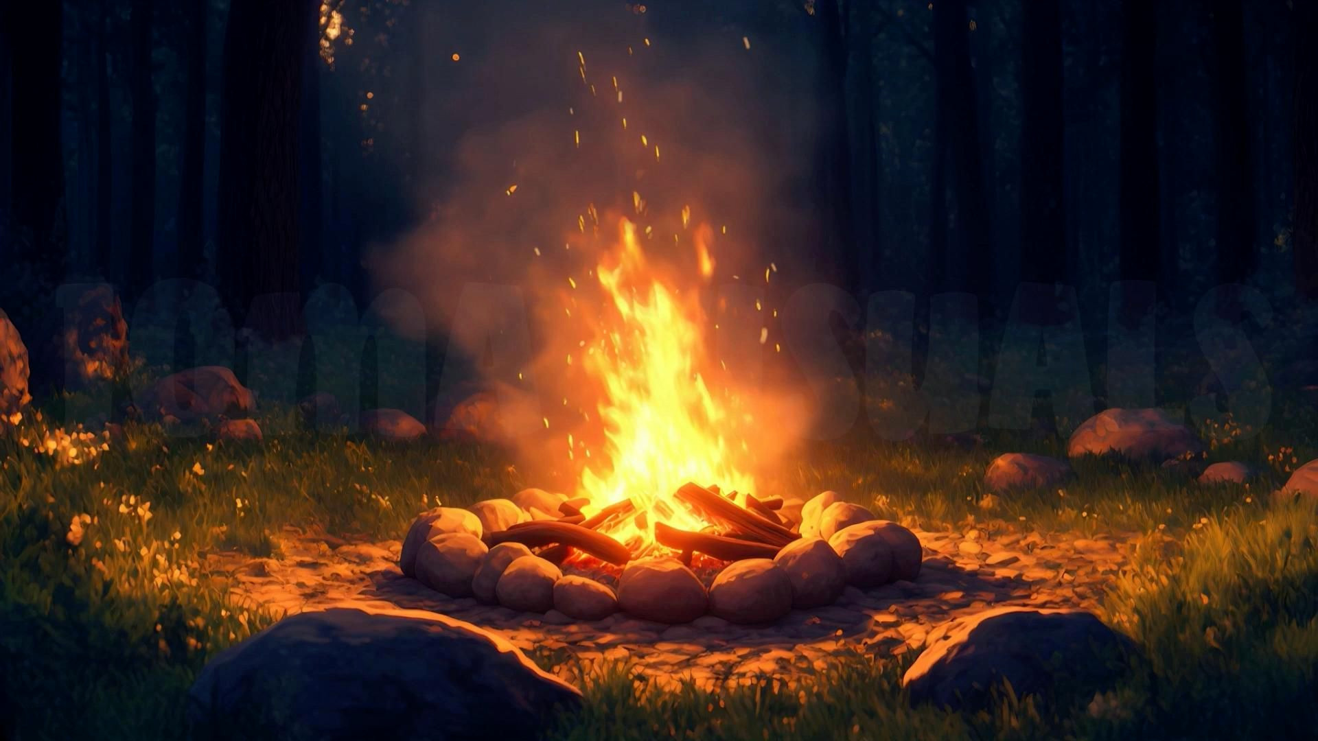 Fantasy Campfire Video Background for Vtubers and Gamers