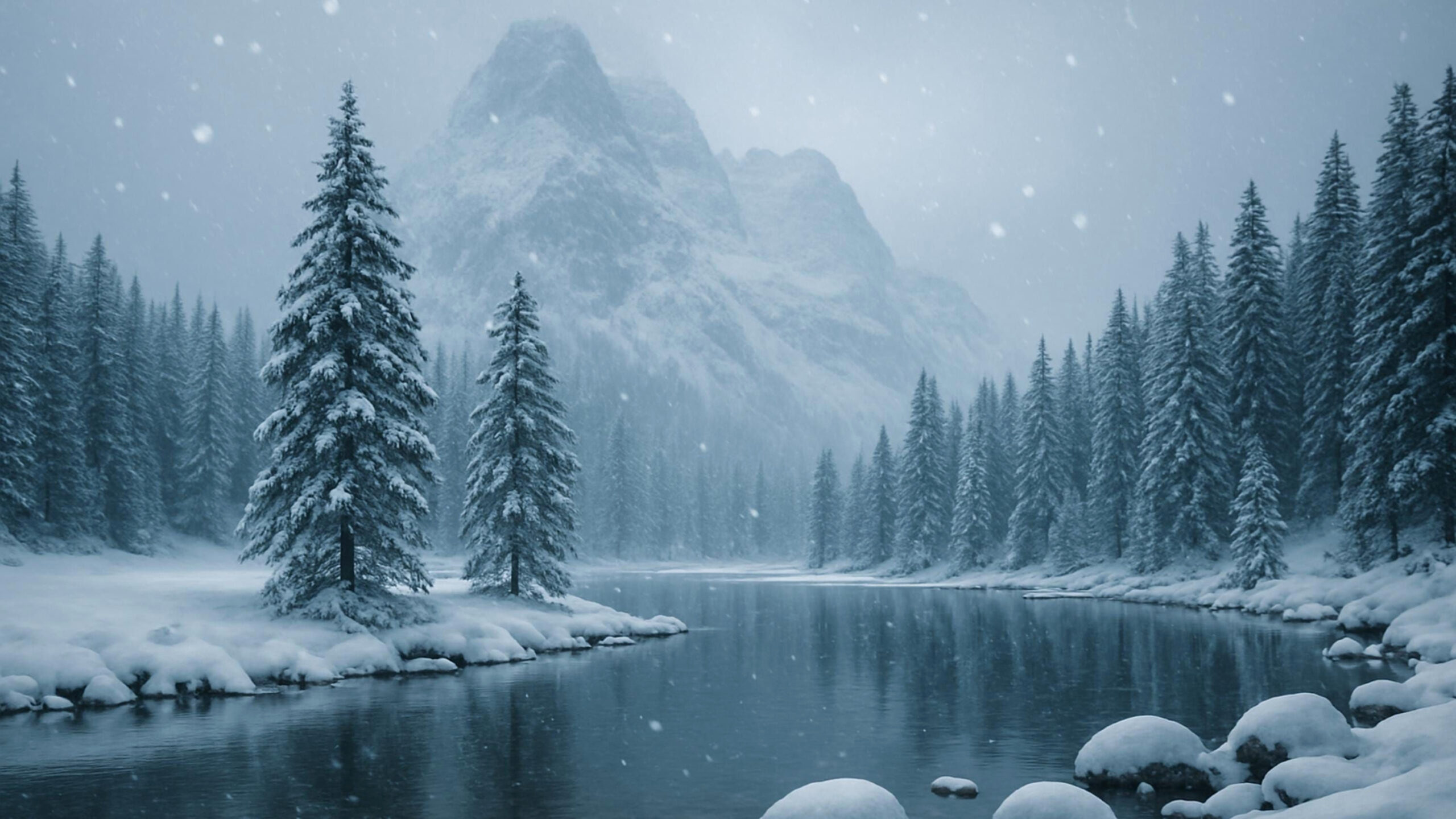 Snowy Alpine Bliss: 4K Winter Wonderland Wallpaper