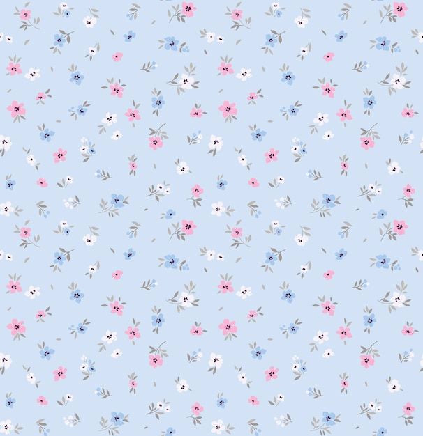 Delicate Floral Motifs in Soft Blue