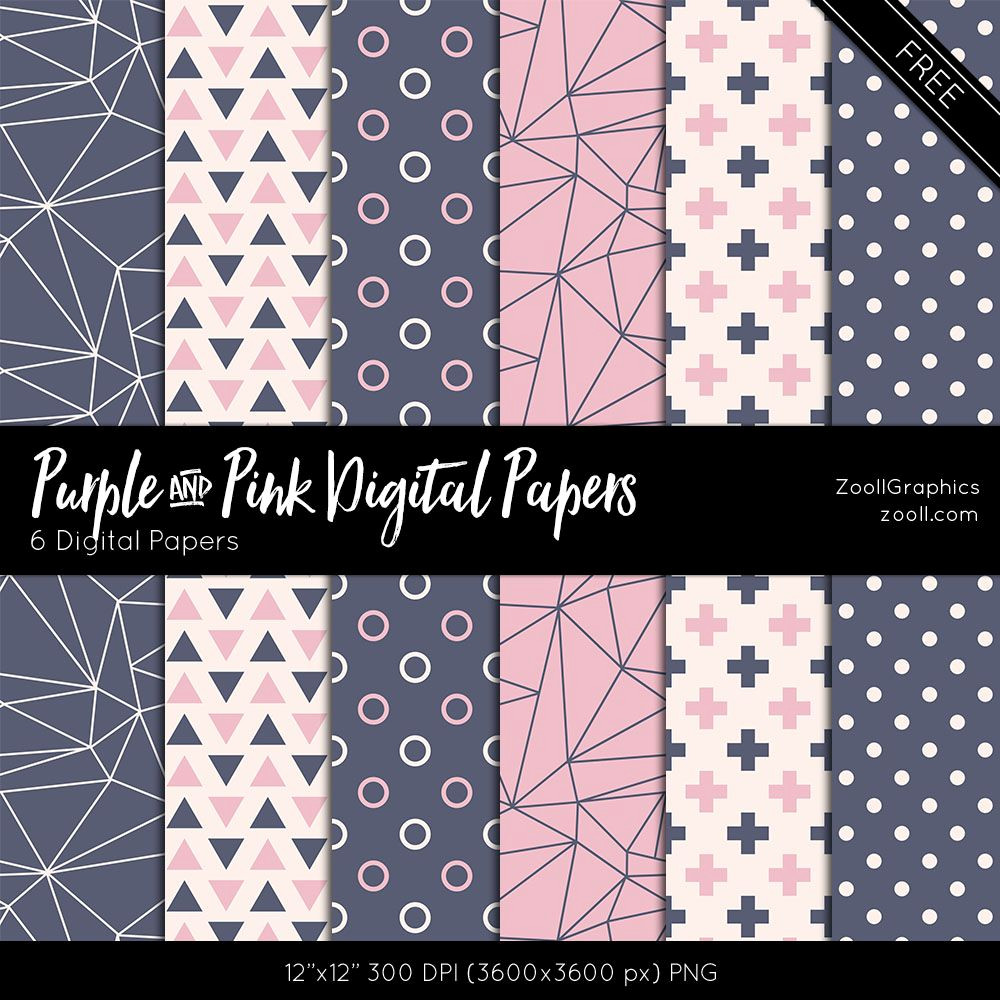 Vibrant Color Printable Papers in Pink & Purple