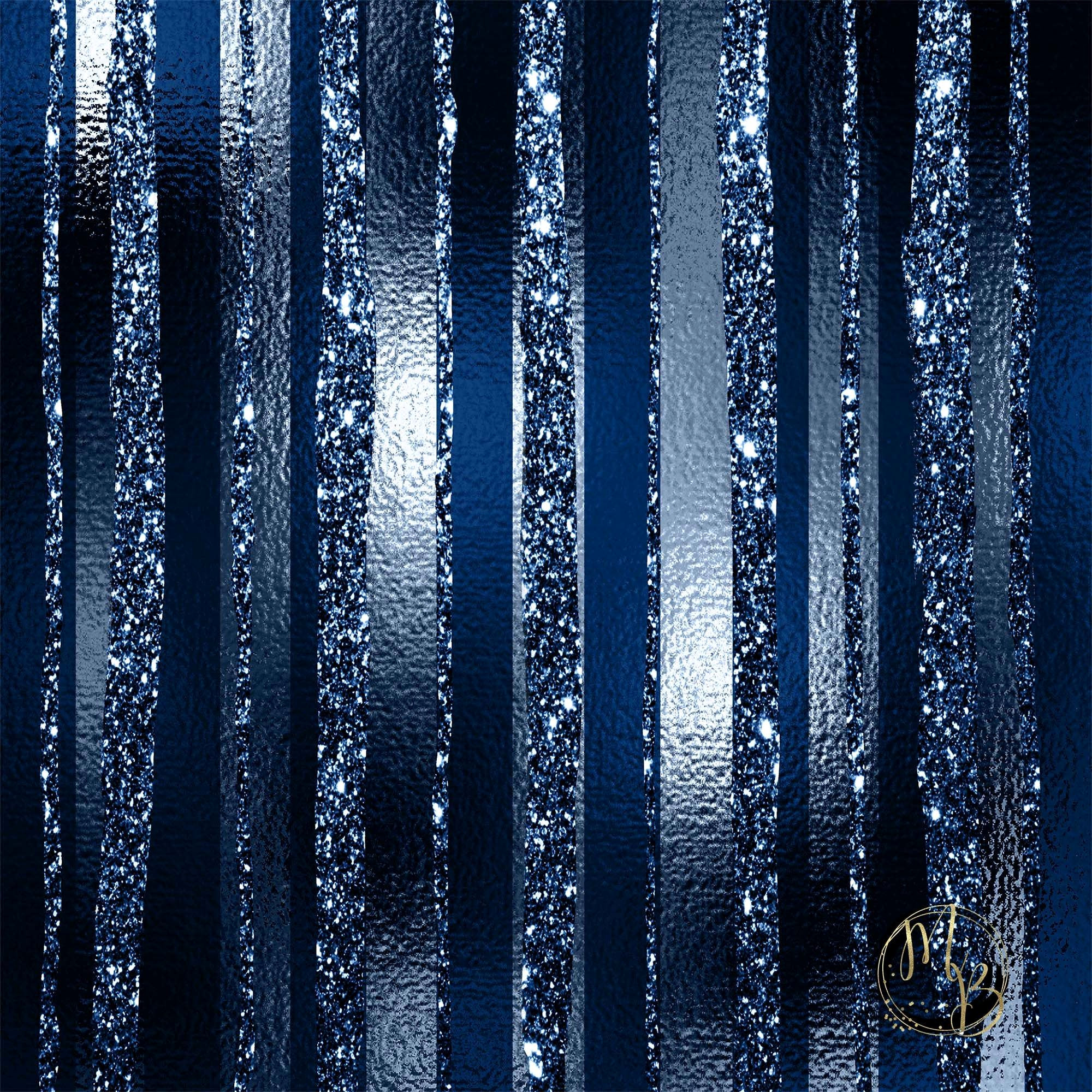 12×12 Prussian Blue Scrapbook Pages with Glitter and Gold Foil