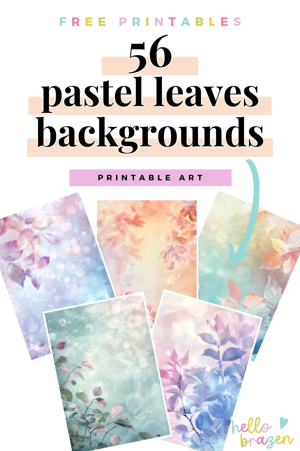 Soft Pastel Leaves Backgrounds — Free Printables