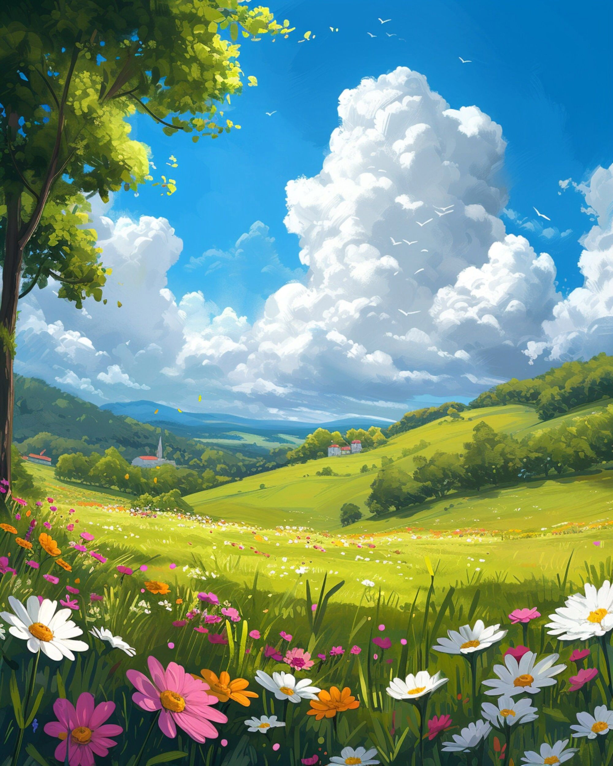 Blooming Oasis: Vibrant Digital Art for a Summer Like No Other