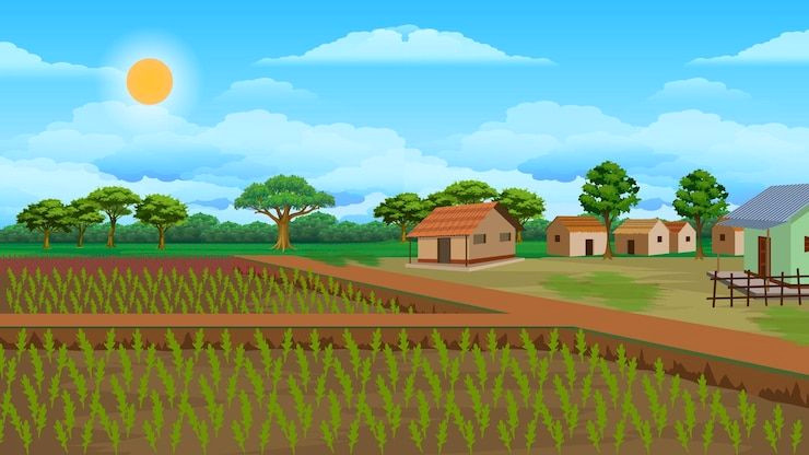 Vibrant Cartoon Village Backgrounds
