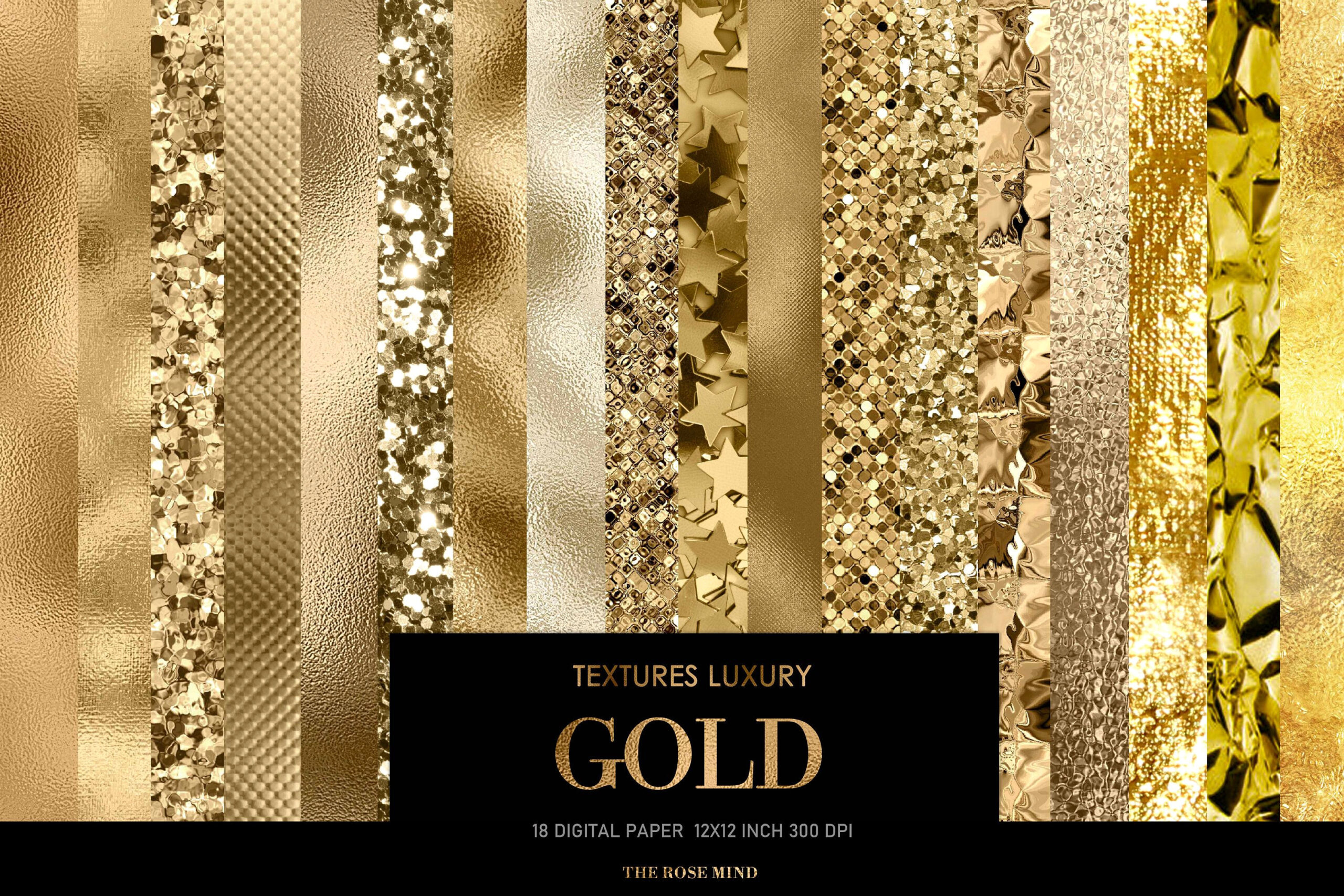 Shimmering Gold Digital Scrapbook Papers