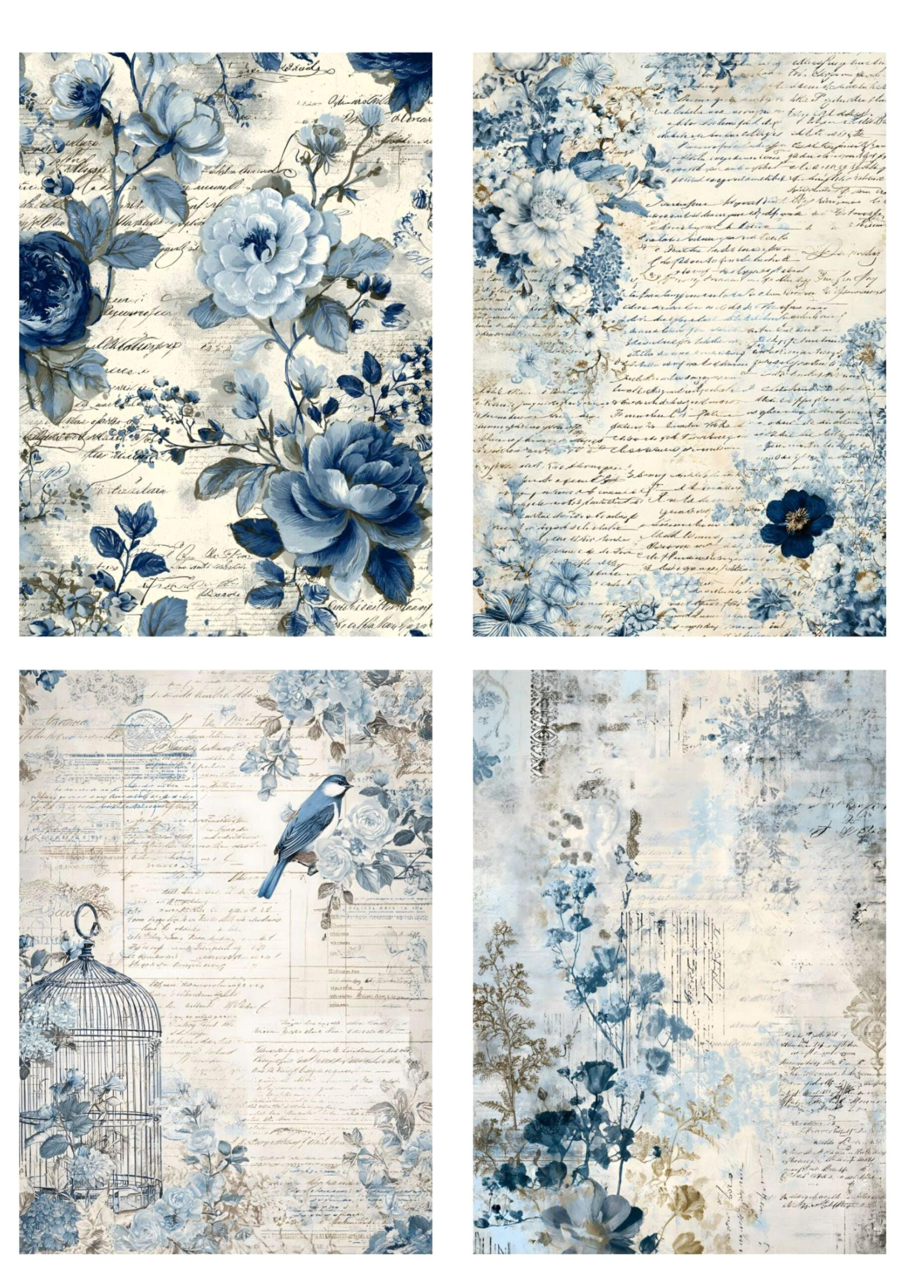 Vintage Botanical Ephemera Collage Backgrounds