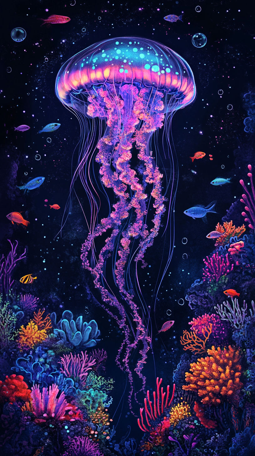 Galactic Jellyfish Paradise Wallpaper