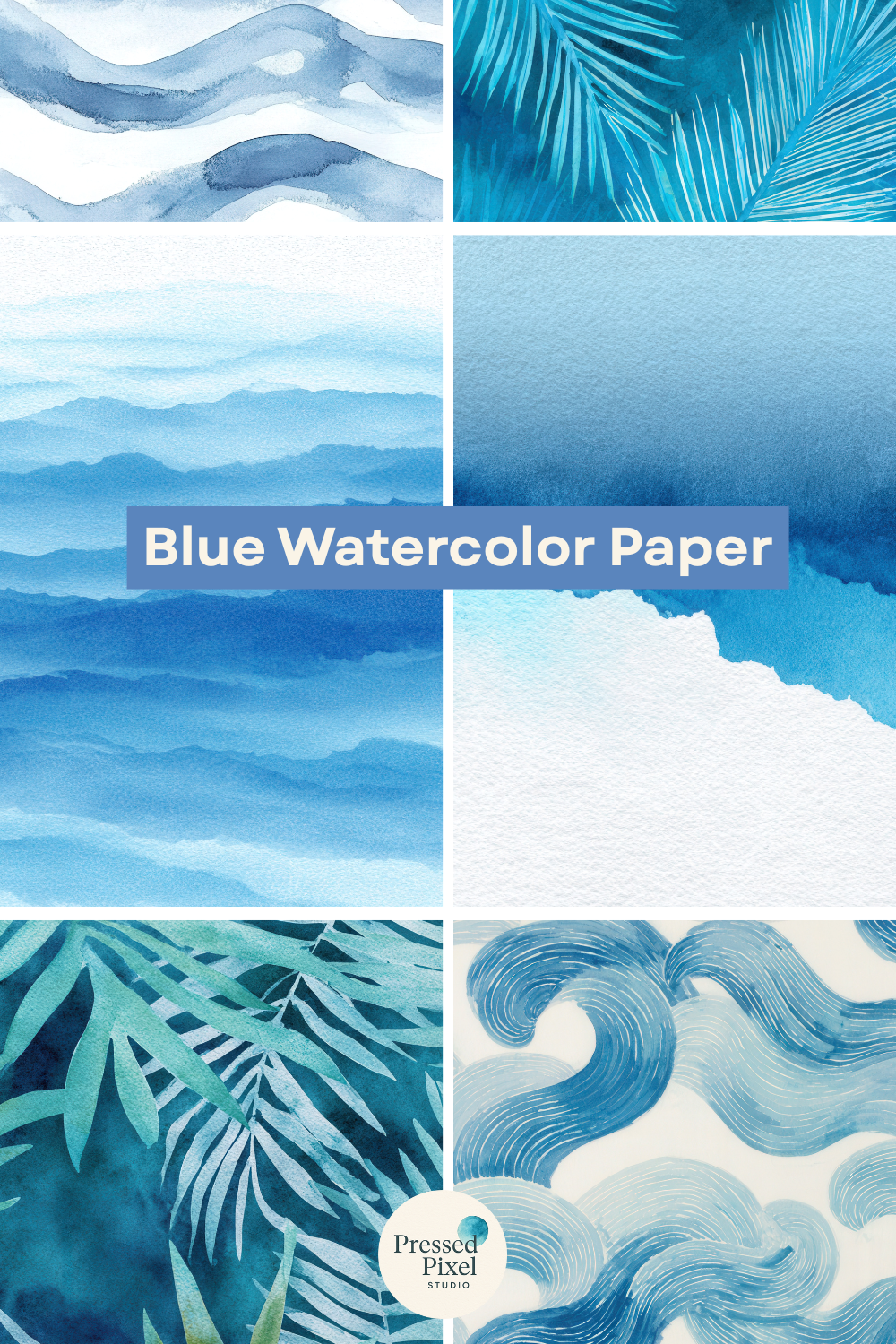 Blue Watercolor Backgrounds for Scrapbooking