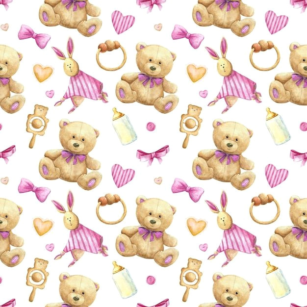 Soft Pastel nursery with Bear for Little Girls