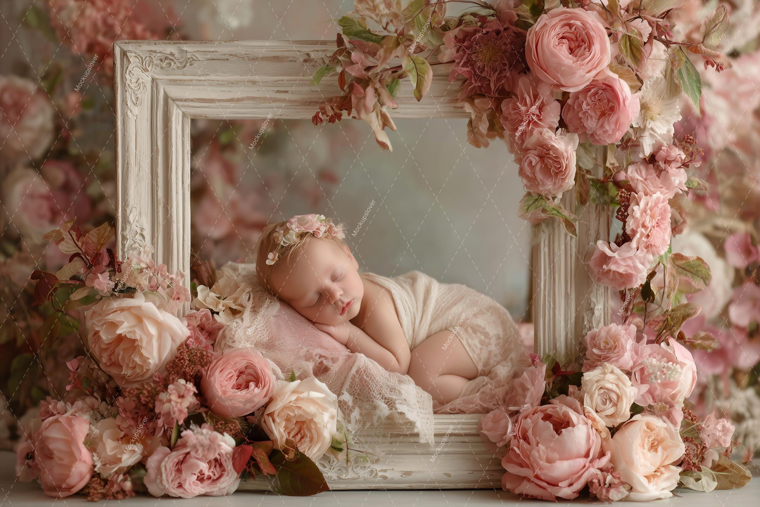 Elegant Newborn Backdrops: Floral, Studio-Ready Templates for Instant Edits