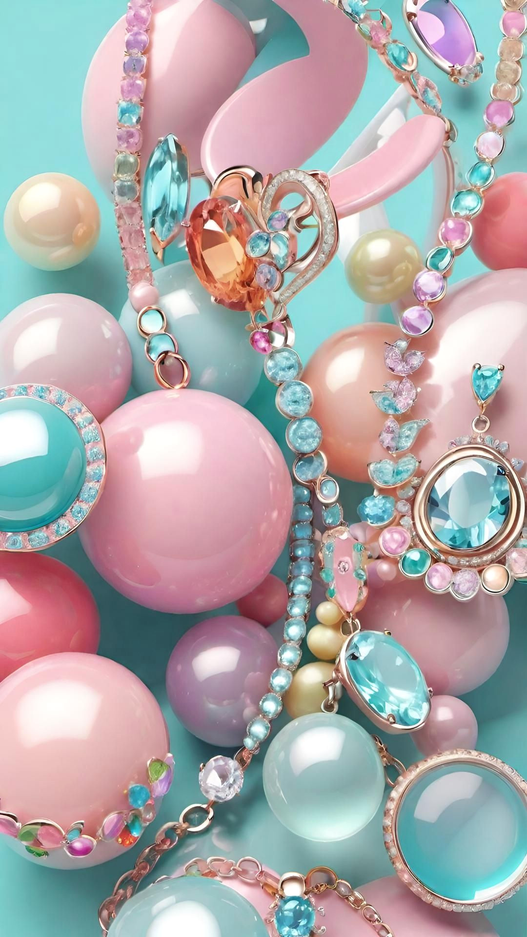 Pastel Paradise Jewel Tones Background Wallpaper