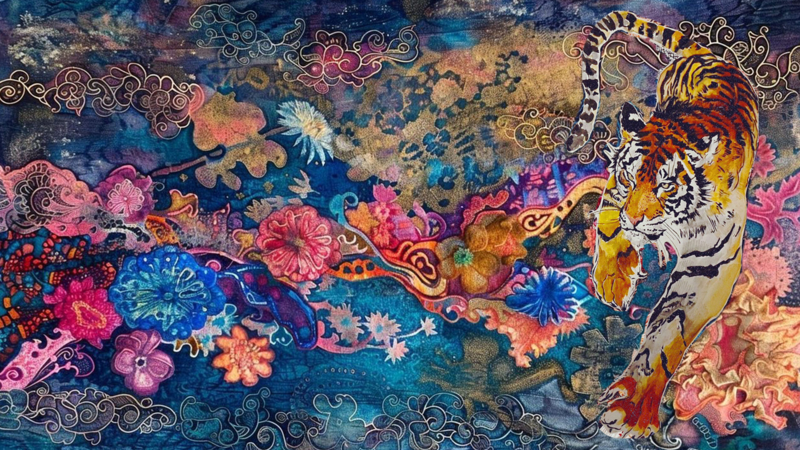 Tiger Floral Collage