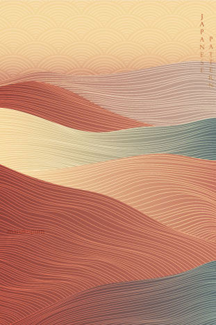 Elegant Japanese Wave Pattern: Abstract Landscape Design