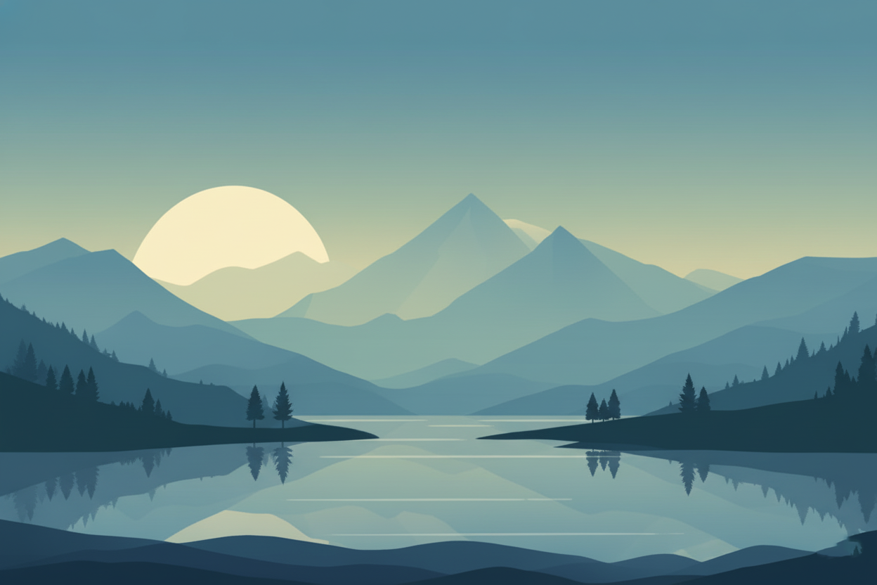 Breathtaking Sunset over Pristine Mountain Lake