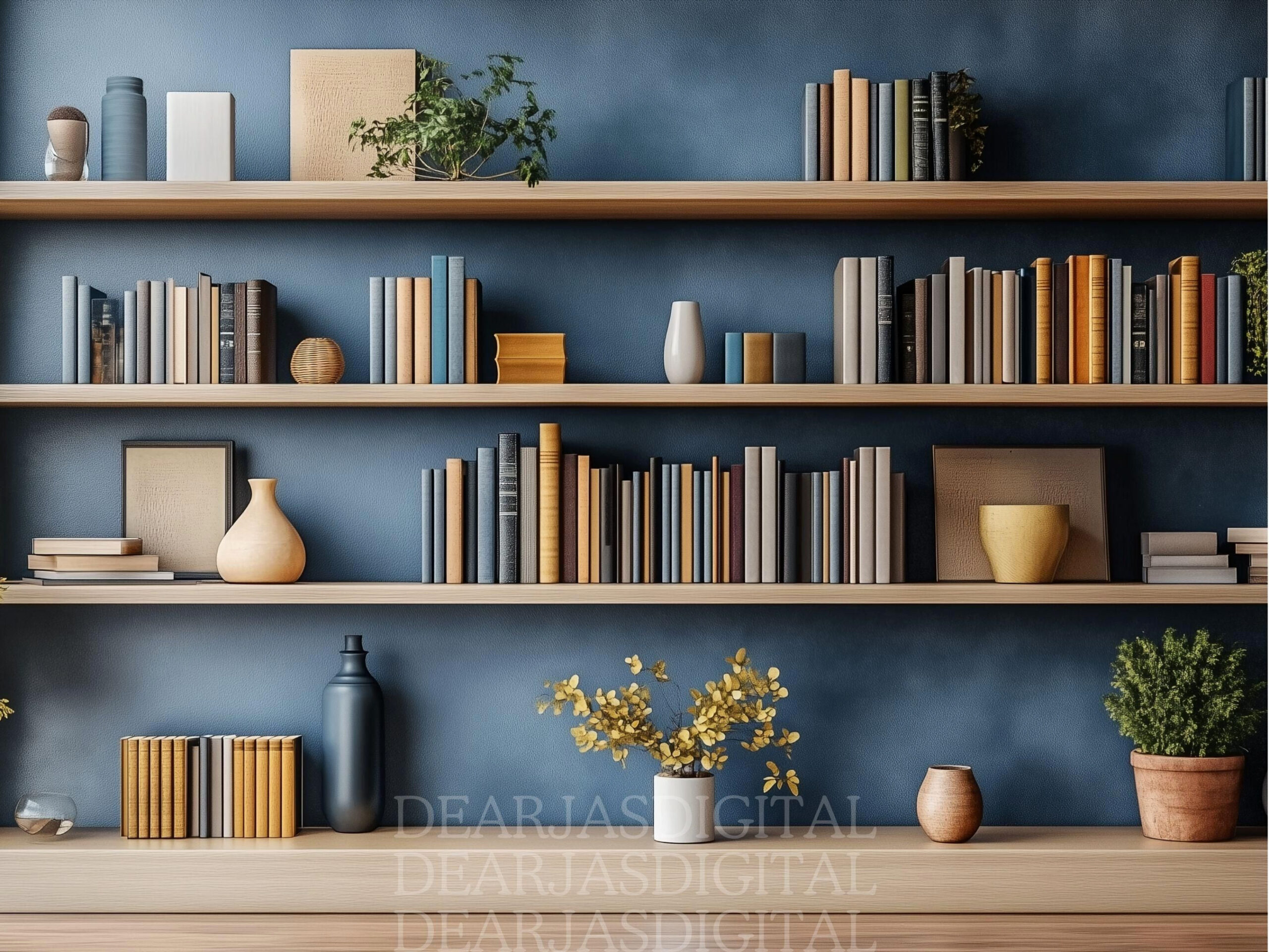 Elevate Your Home Office: Modern Bookshelf Zoom Background