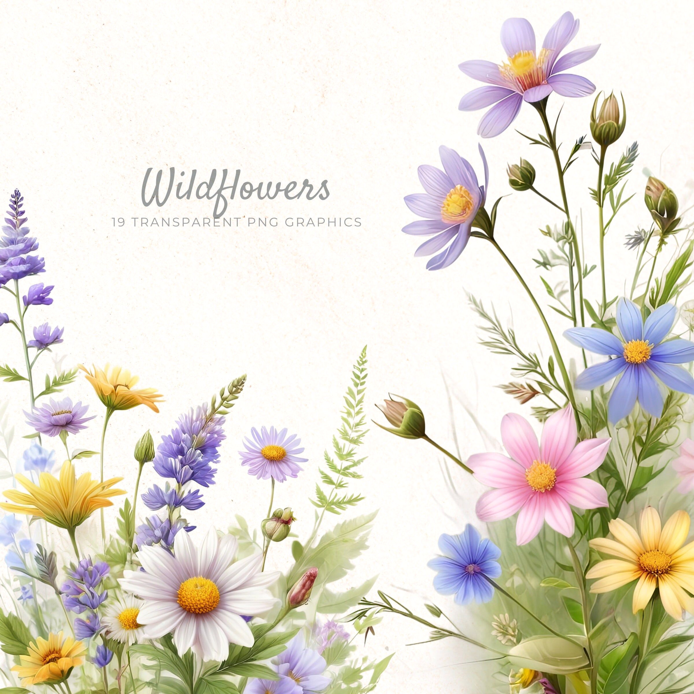 Ethereal Wildflowers in Vibrant Watercolor