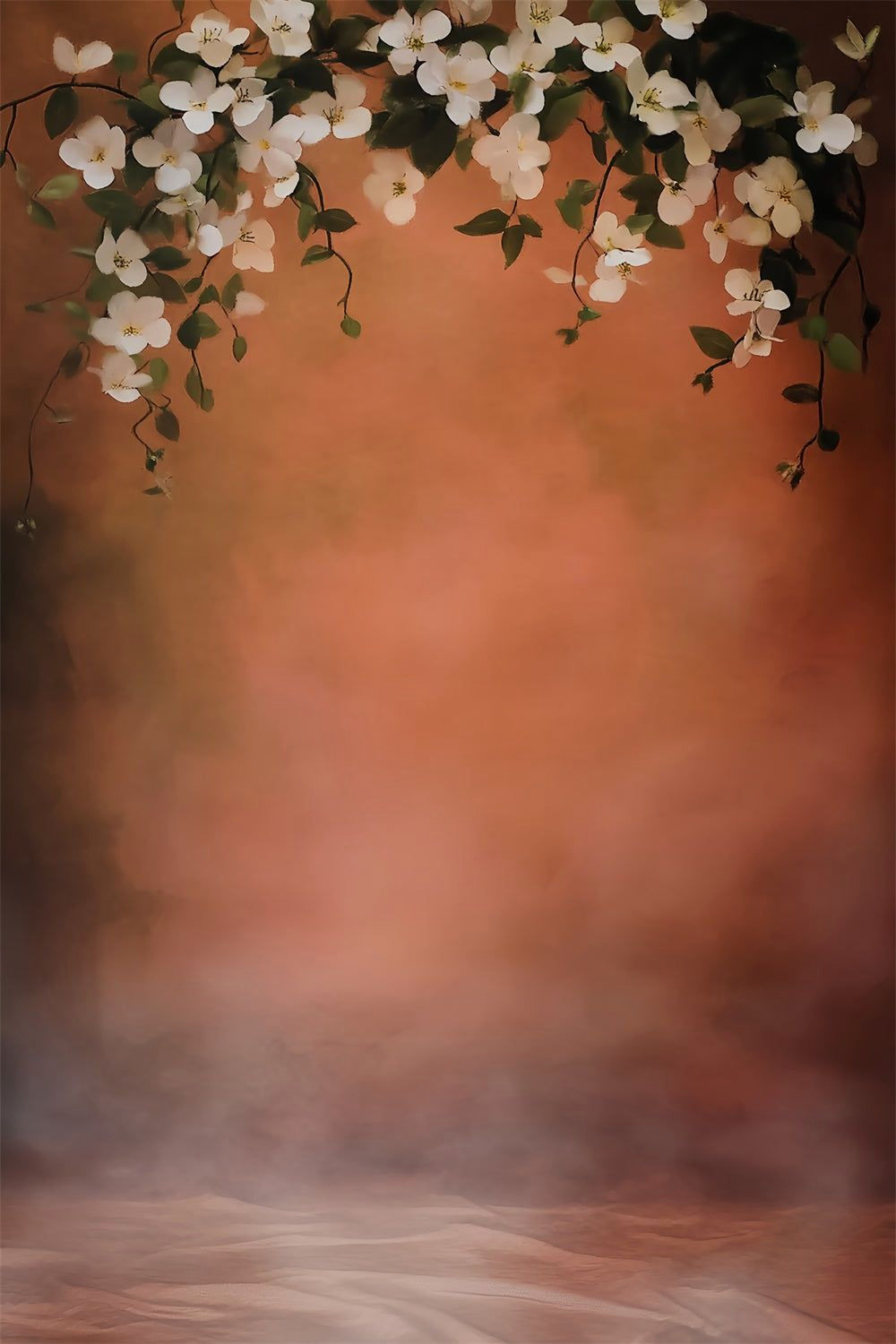 Cozy Terracotta Blooms for Your Family Portrait Backdrop