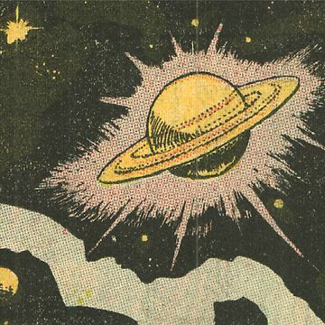 Vibrant Saturn and Stars Vintage Anime Art Print