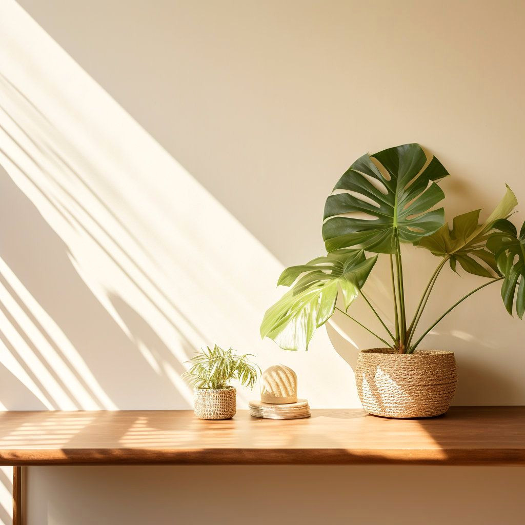 Boho Office Monstera Background: Instant Download for Your Store Photos