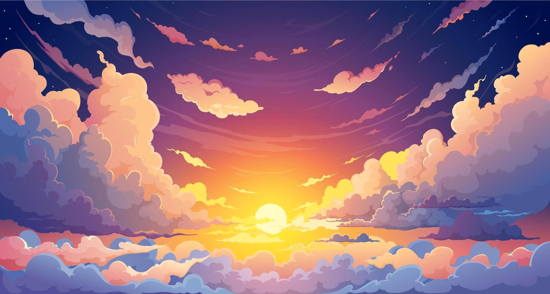 Stunning Anime Sunset Sky Background