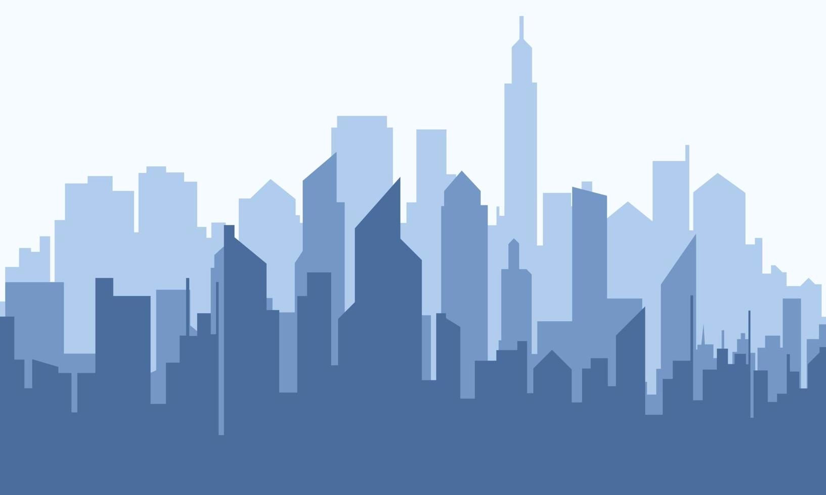 Simplicity in Blue: Urban Landscape Vector Illustrations