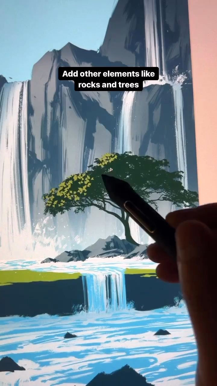 Simple Steps to Draw Breathtaking Waterfall Landscapes