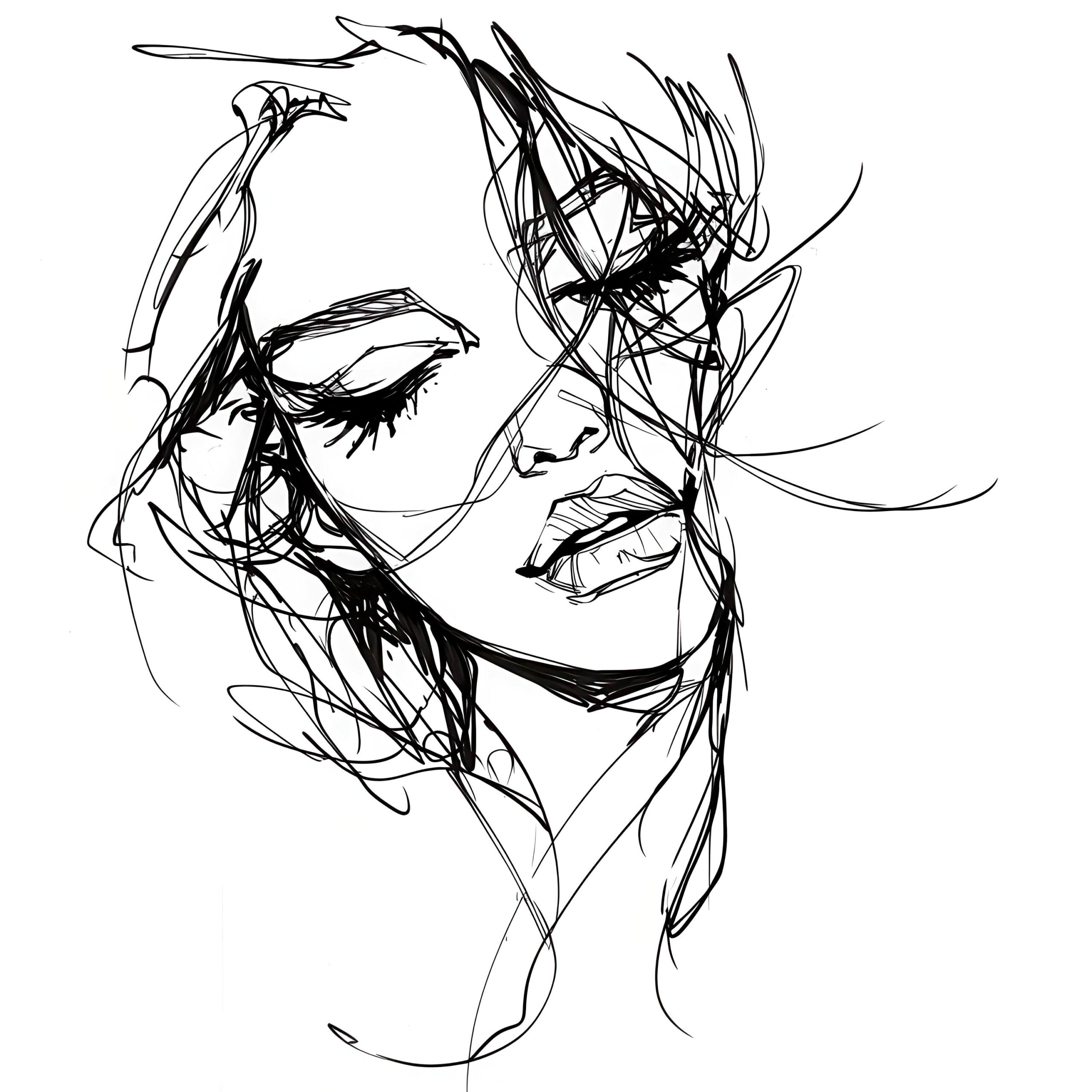 10 Minimalist Floral Faces Clipart — Instant Download