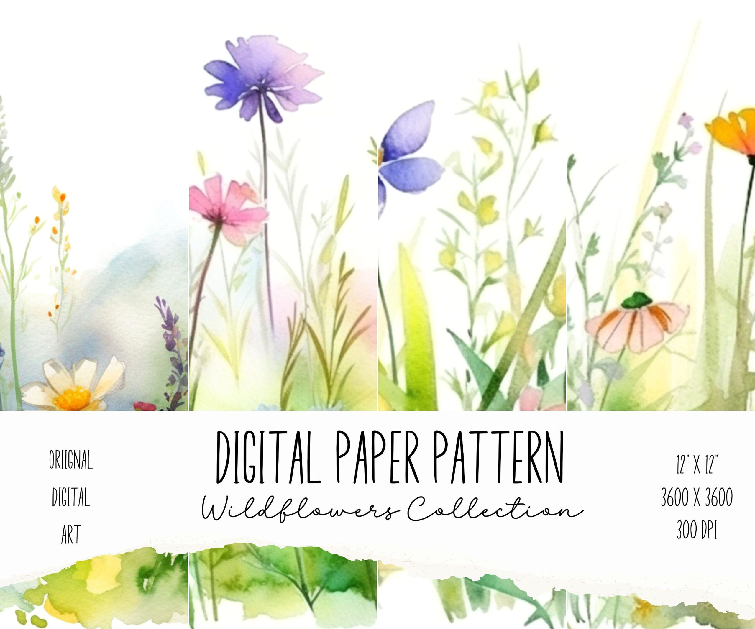 Vibrant Wildflower Backgrounds for Scrapbooking & Journaling