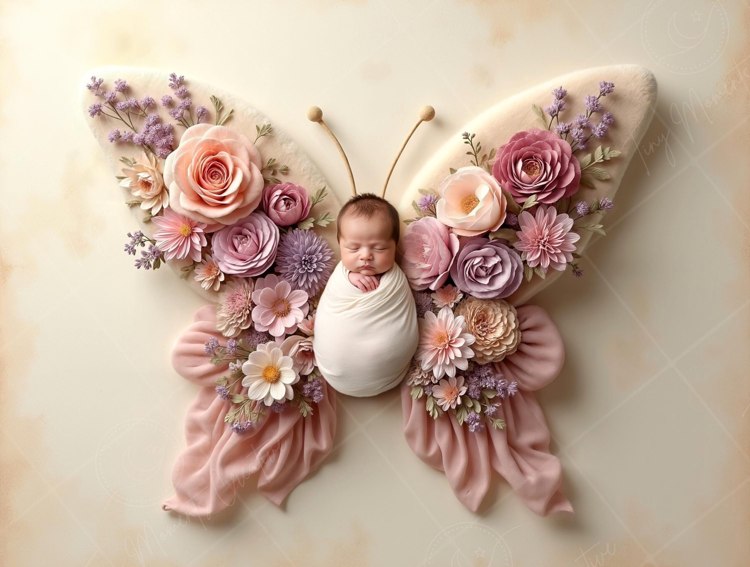 Blush Floral Fairytale Backdrop for Newborns