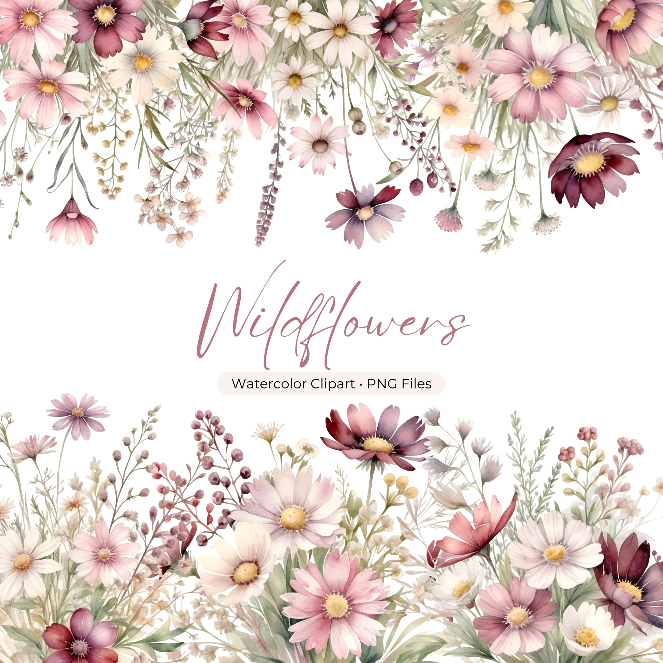 Free Boho Autumn Floral Clipart: Wildflower PNGs for Commercial Use