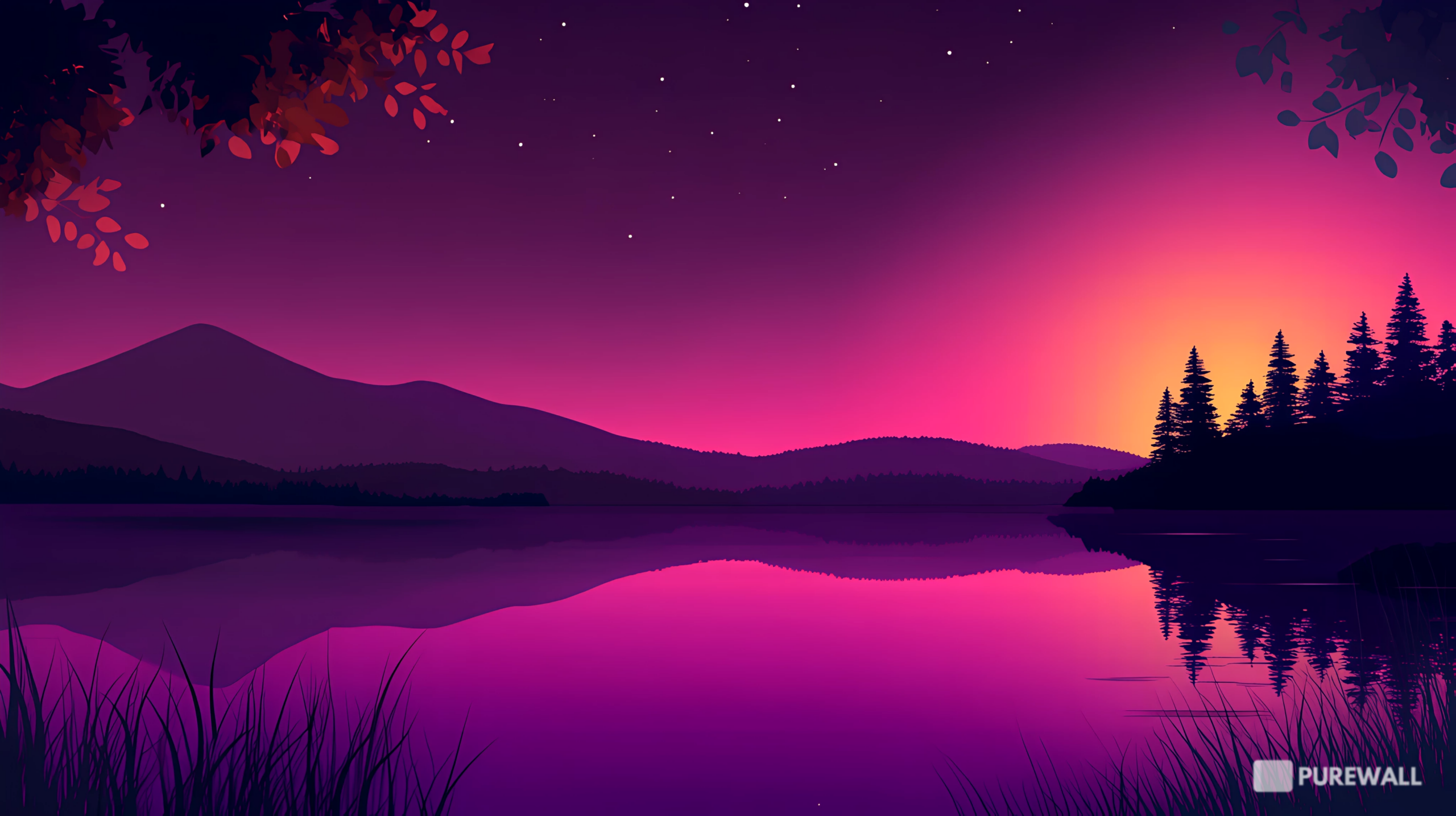 Peaceful Purple Oasis: Tranquil Mountain Lakes at Sunset
