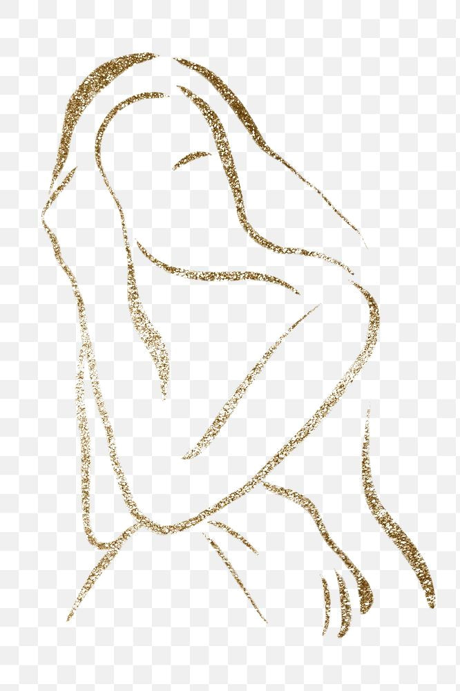 Golden Glow: Aesthetic Woman PNG Sticker for Your Collection