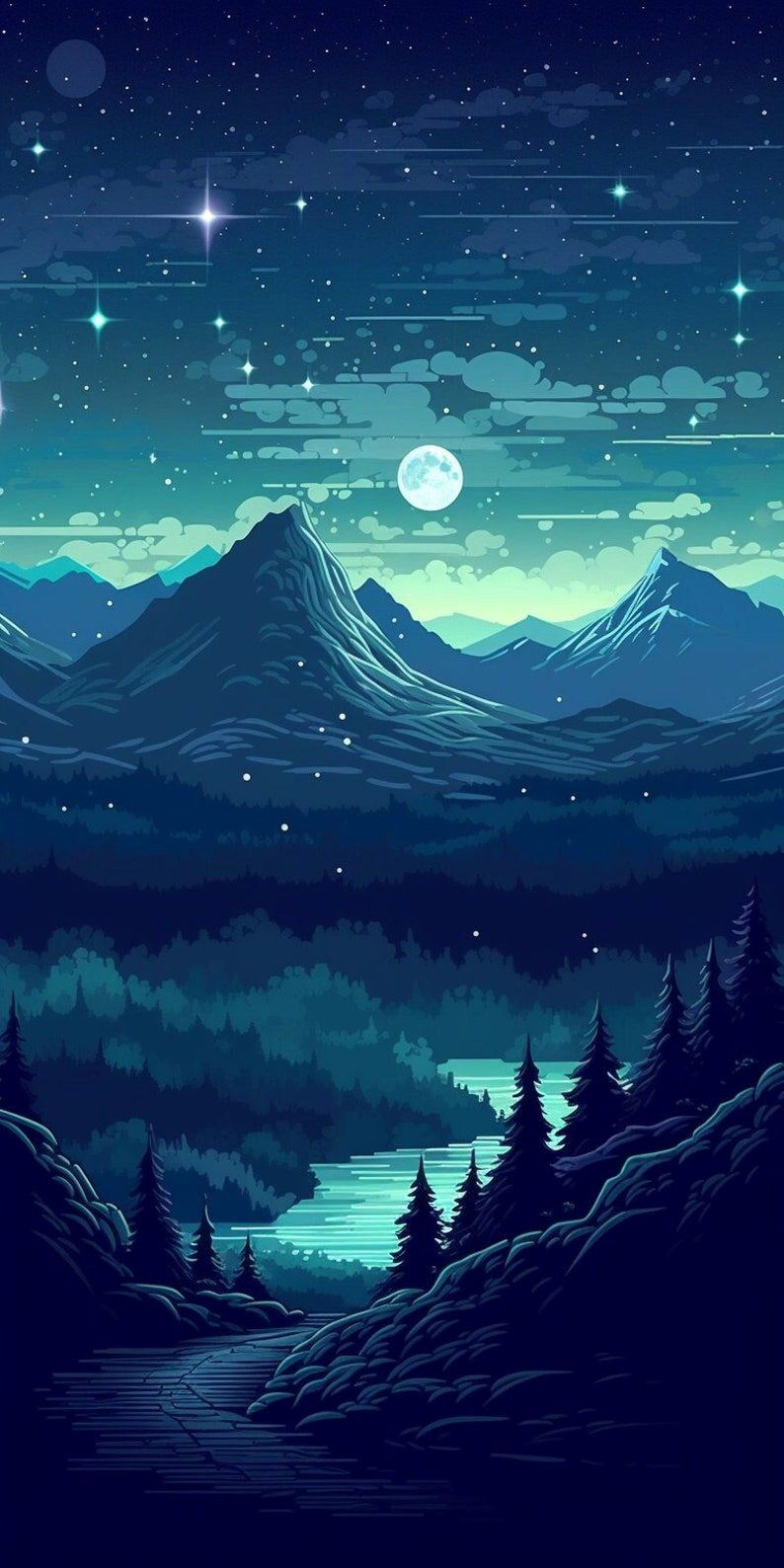 Japanese Mountain Pixel Art Phone Backgrounds — Download