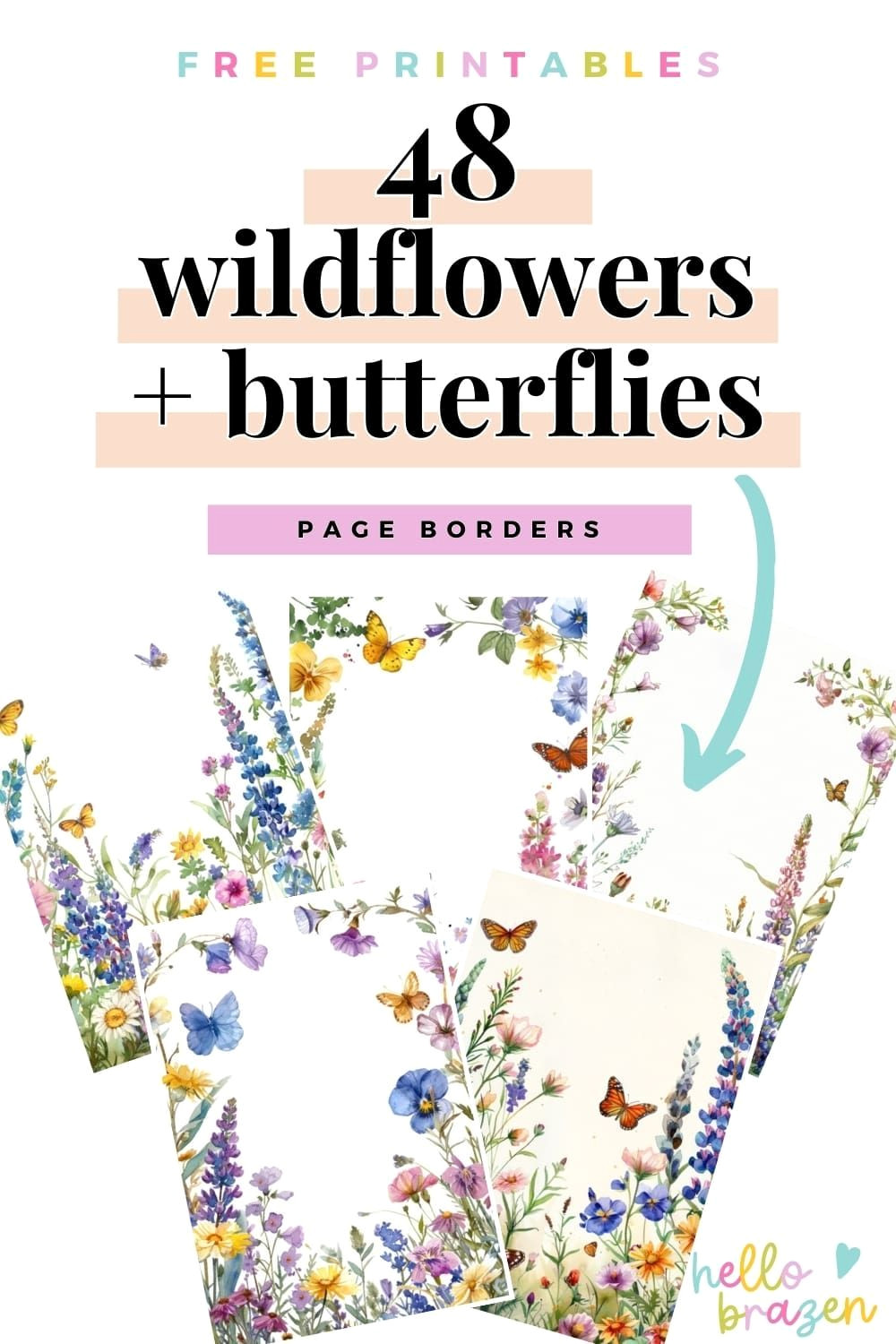 Free Butterfly Floral Border Printables (48 Designs)