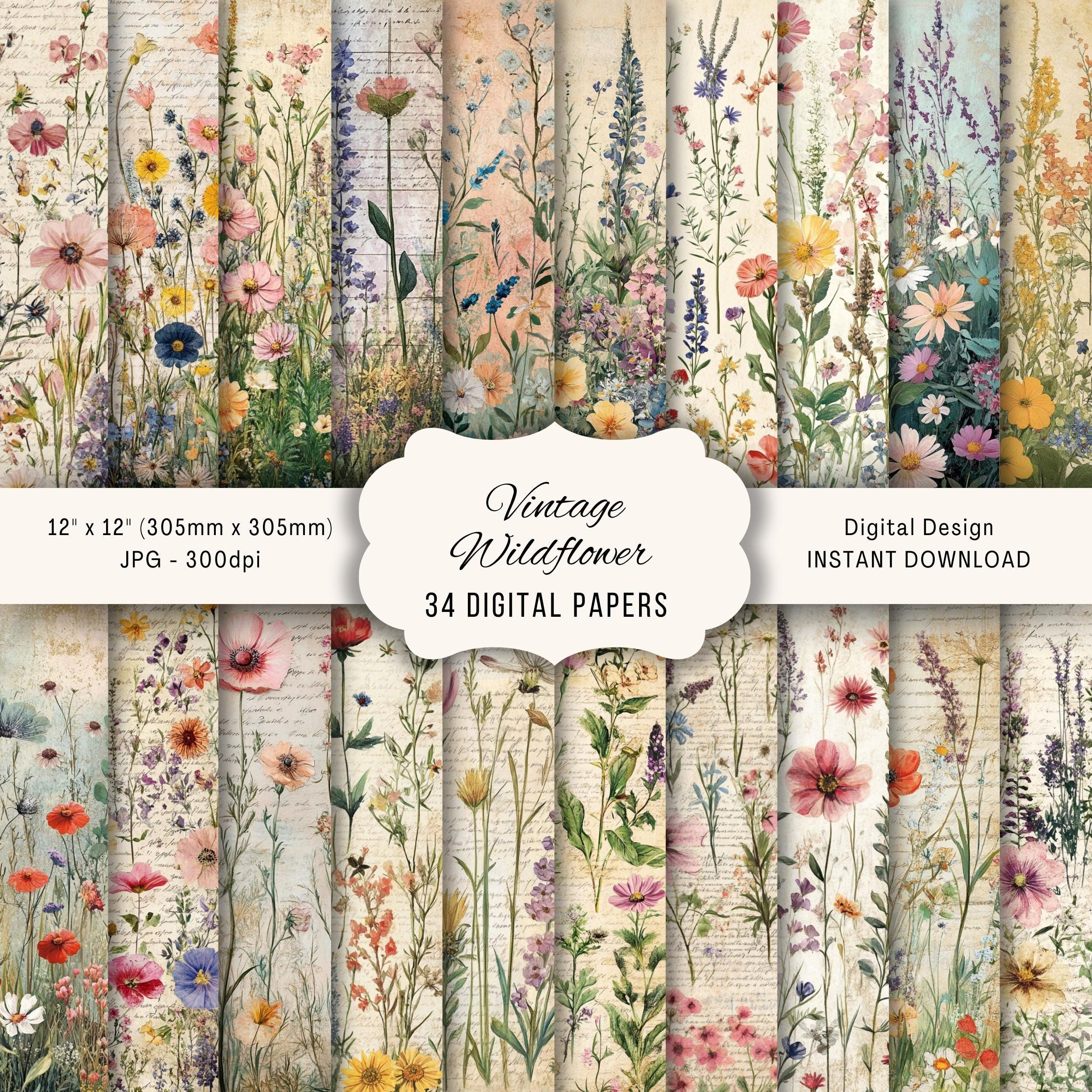 34 Beautiful Vintage Wildflower Backgrounds for Crafting Inspiration