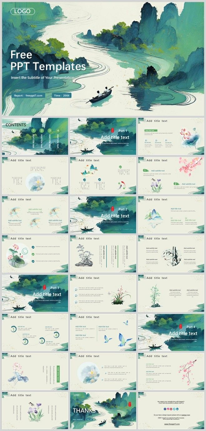 Elegant Chinese Style Slides: 24-Page Templates