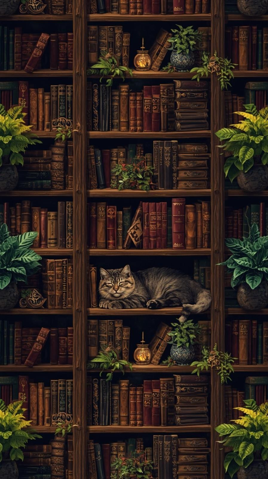 Dream Library Backdrop | Whimsical Bookshelf Wallpaper