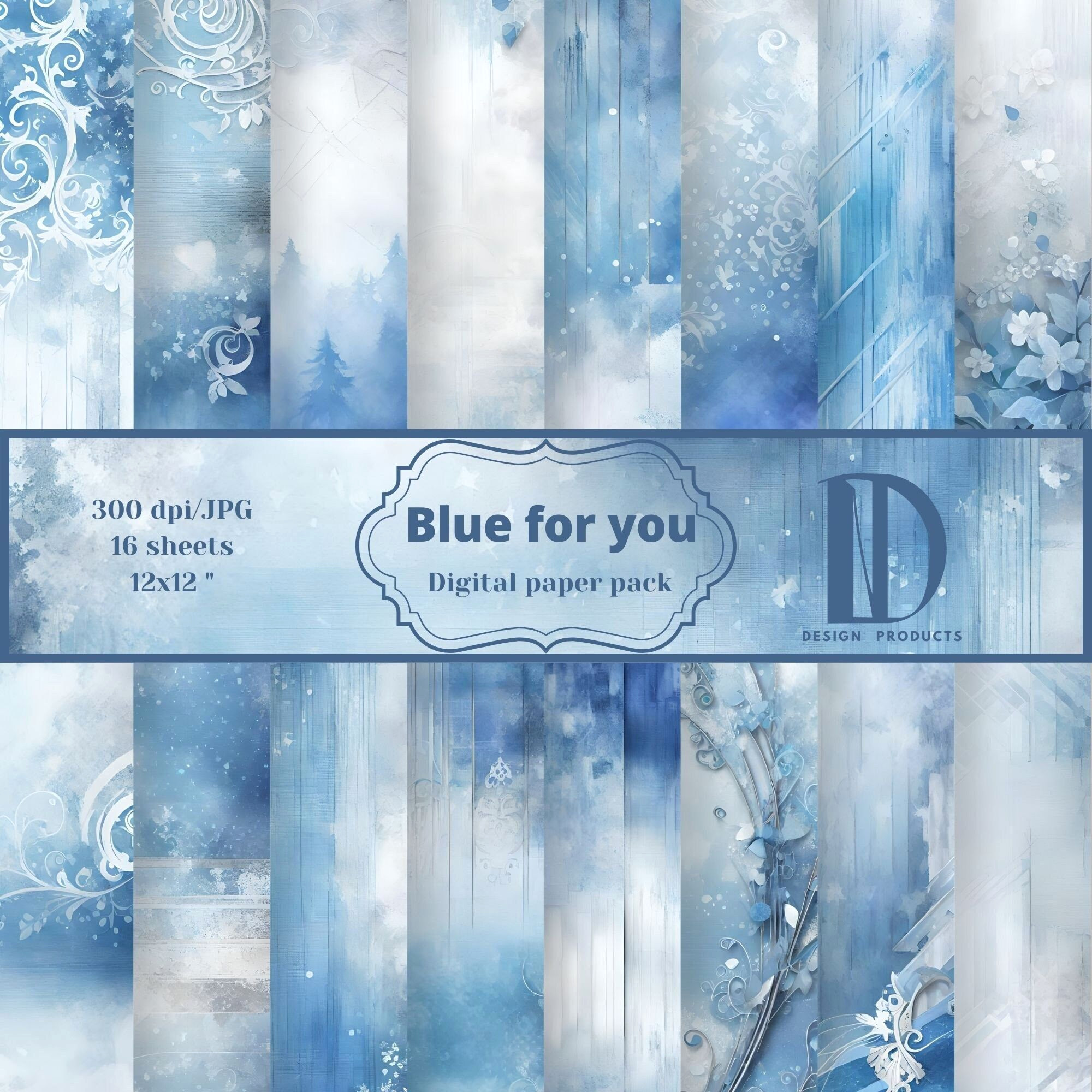 Vibrant Blue Texture Digital Paper Pack