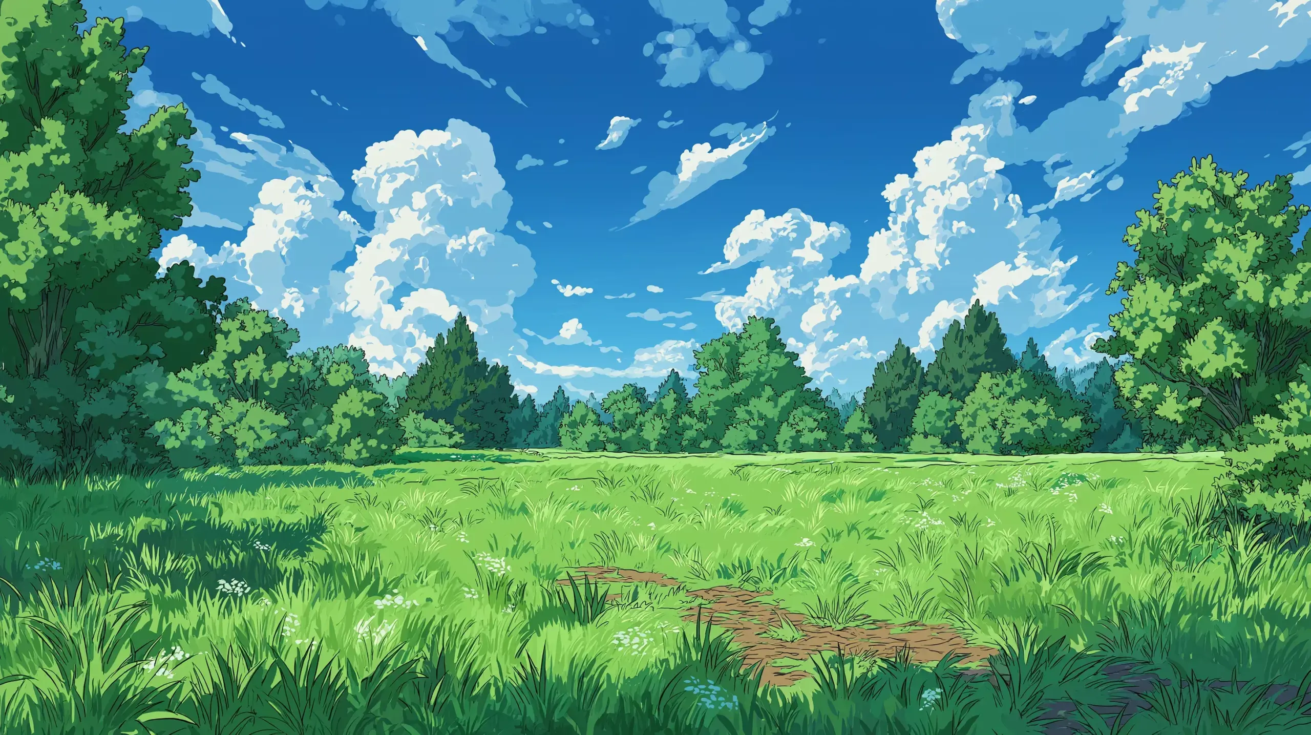 Blissful Anime Meadow 4K Wallpapers
