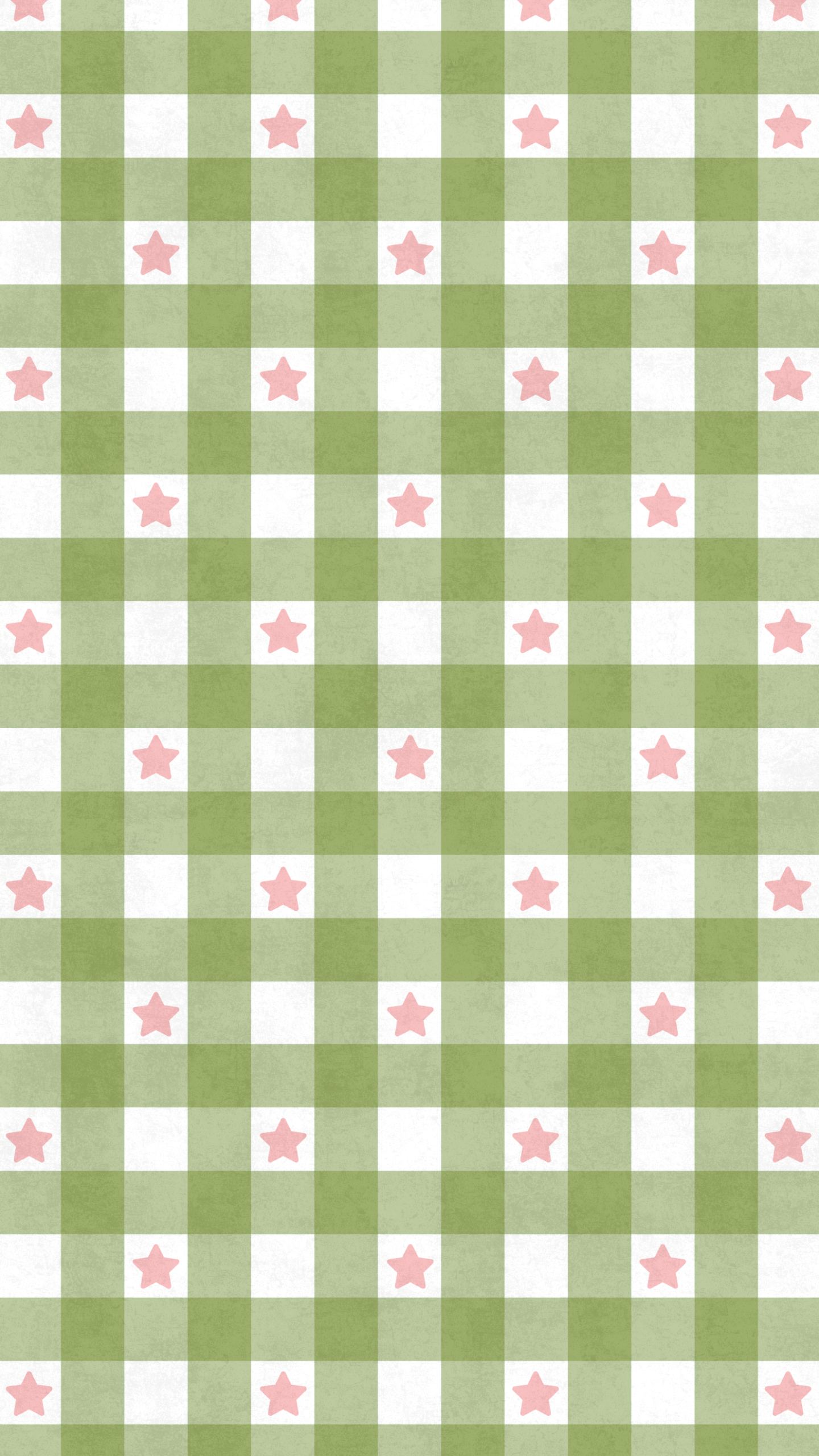Add Instant Charm to Your Phone with Green and Pink Gingham Wallpaper
