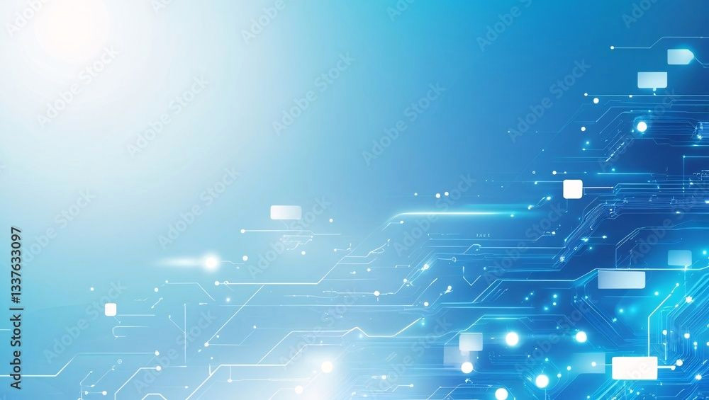 Electric Blue Innovation Wall: Futuristic Tech Meets Data Insights