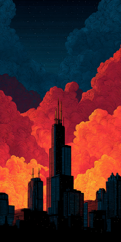 Chicago Skyline Under Golden Hour Magic