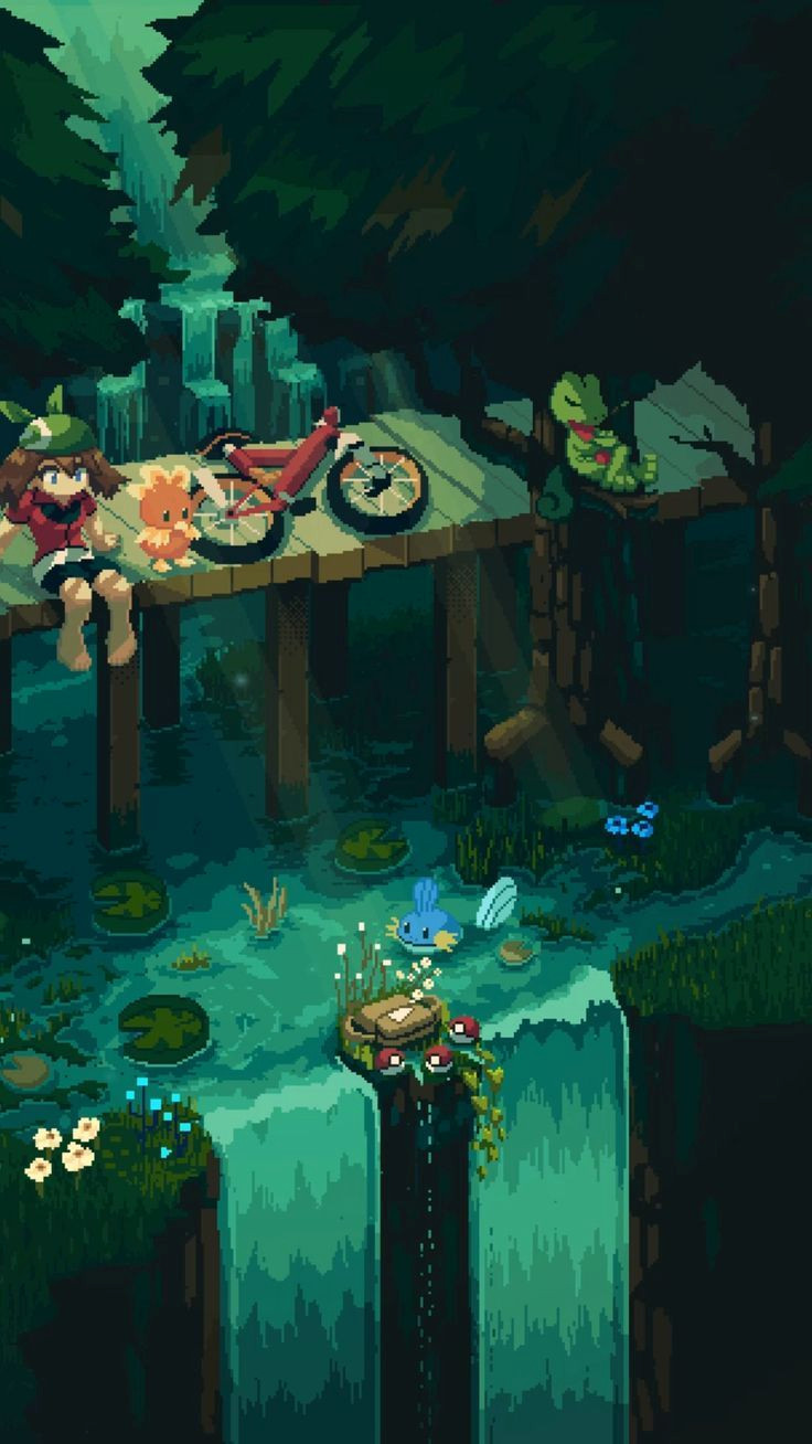 Catch the Calm: Pixel Waterfall Live Wallpaper