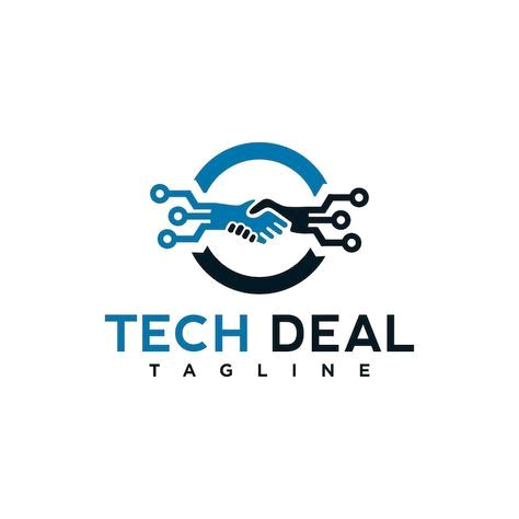 High-Tech Business Logo Concept with Handshake Illustration