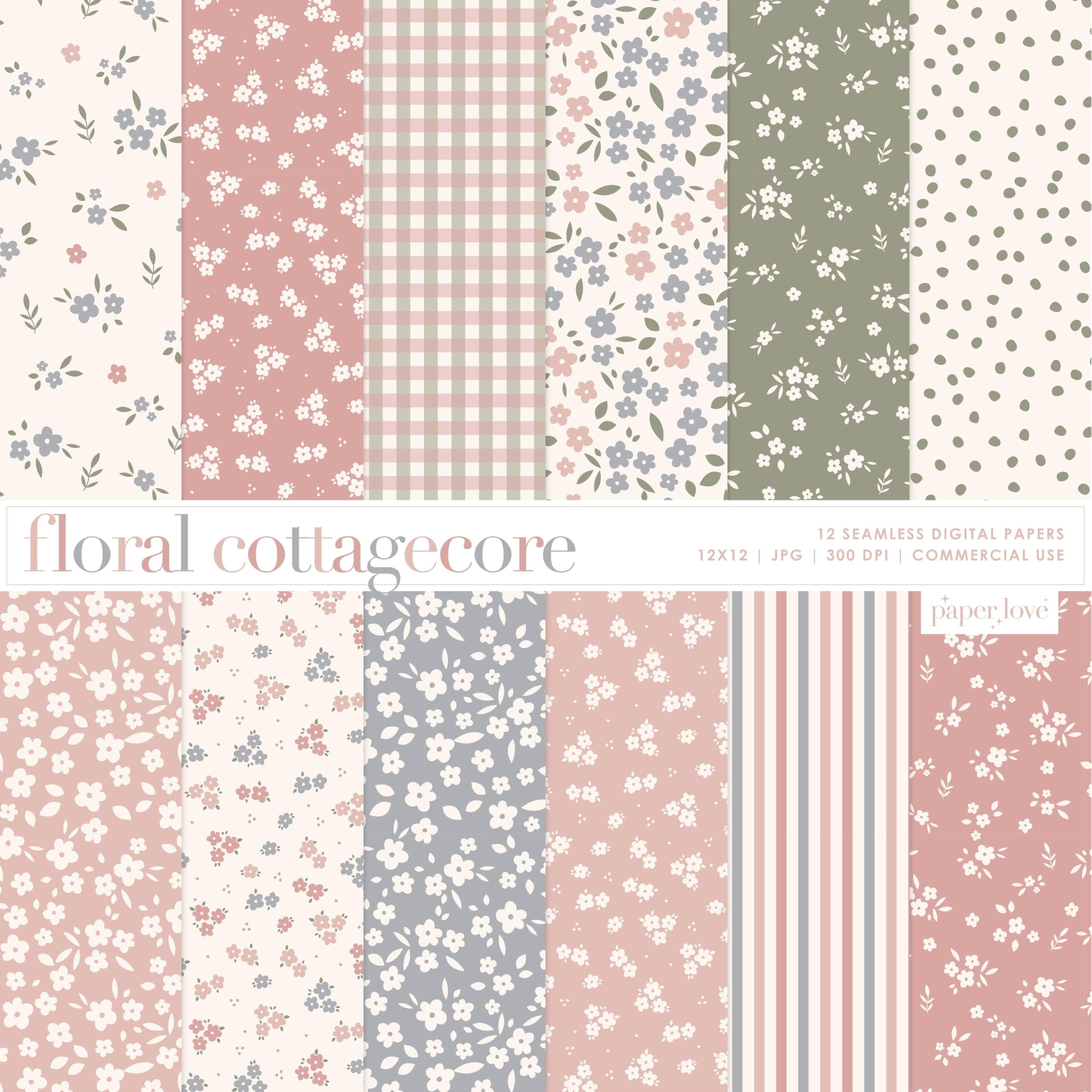 Spring Florals: 20 Cottagecore Backgrounds for Instant Download