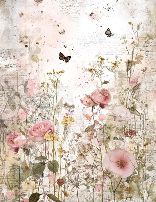 Spring into Journaling: Vintage Floral Collage Sheets
